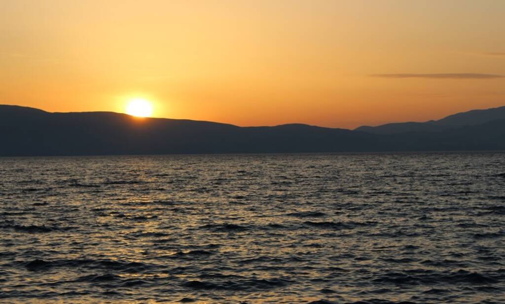 Sunset in Lake of City Ohrid North Macedonia